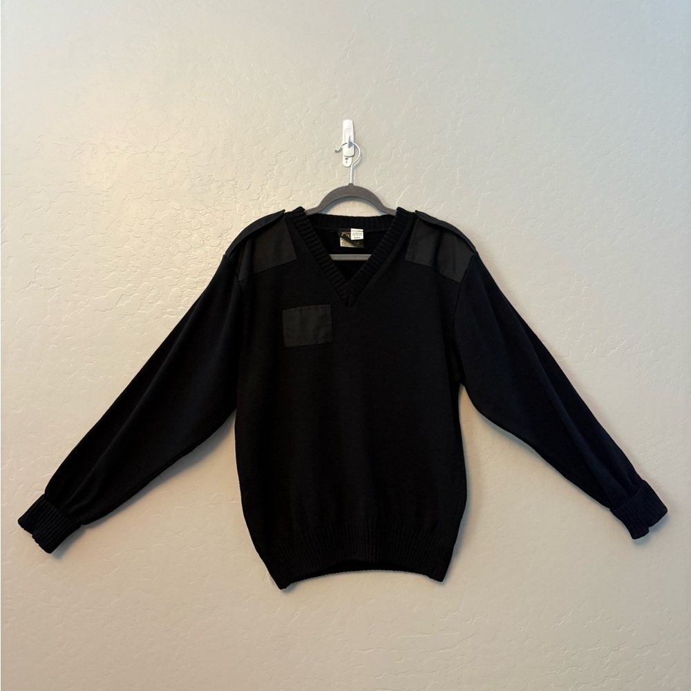 Citadel vintage black military grade patches ribbed knit v-neck sweater size XL